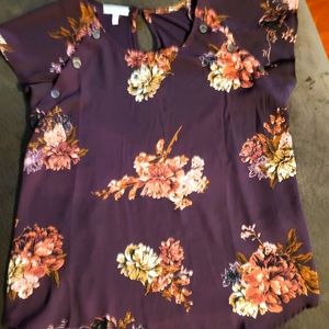 Maurices Casual Brown/ Floral Dressy Shirt Size M
